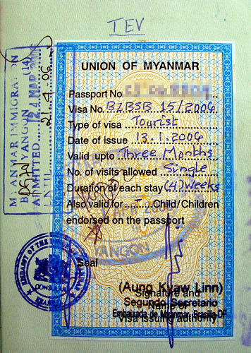 Myanmar (Burma): visa and stamps